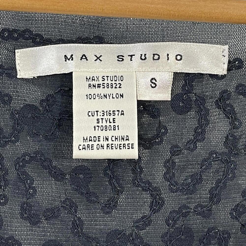Max Studio Women’s Size Small Dark Blue Sequin Mesh Sleeveless Tunic Tank Top - Picture 4 of 9